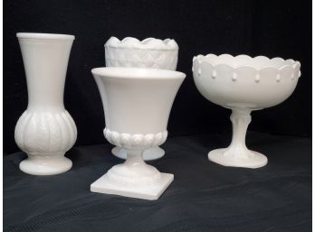 Vintage Milk Glass Lot#2 - Vases & Pedestal Bowls