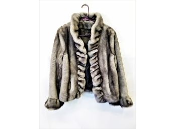 Open Front Donna Salyes's Fabulous Furs Faux Fur Jacket  Size Medium
