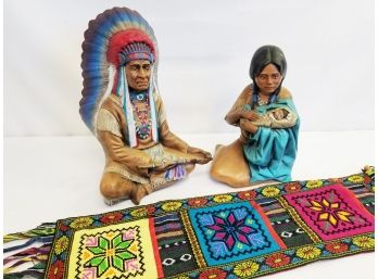 Native American Indian Ceramic Statues & SouthwesternThree Pocket Wall Organizer