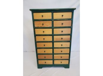 Country Styled Wood Sixteen Drawer Small Chest Of Drawers