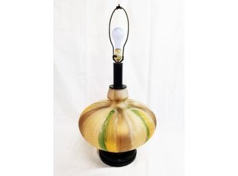 Large Gorgeous Mid Century Modern Vintage Earth Tone Colored Satin Glass Globe 32' Table Lamp - No Shade