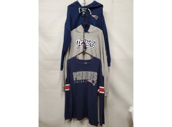 New England Patriots Lightweight Long Sleeved Shirt & Two Hoodies - Large Sizes