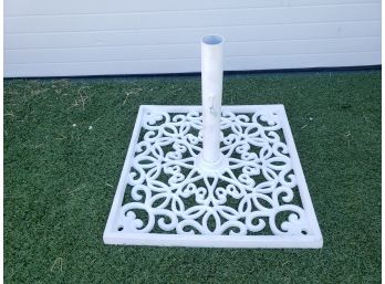 Pretty White 24' Square Cast Iron Lattice Design Umbrella Stand Base - Very Heavy Weighing 75 Pounds!!