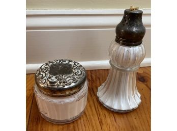 Two Piece Glass And Silver Plate Lot