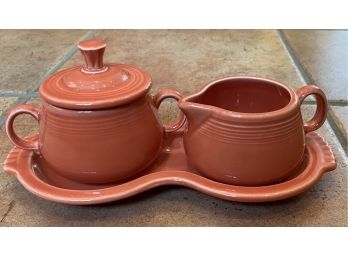 Fiestaware Creamer/sugar In Figure 8 Tray