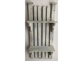 Wooden Paint Decorated Two Tier Picket Fence Shelf