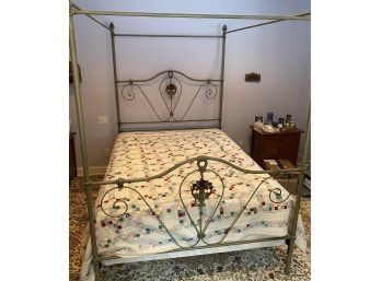 Paint Decorated Iron Canopy Bed