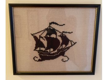 Framed Ship Needlepoint