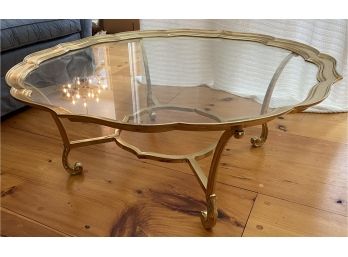 Nice Quality Brass Stylish Glass Top Scalloped Edge Coffee Table