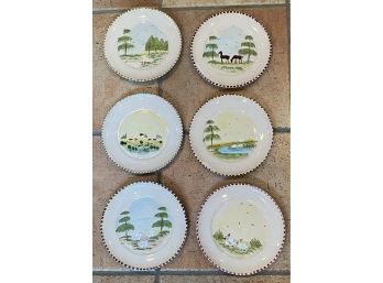 Six Hand Painted Country Sandwich Plates