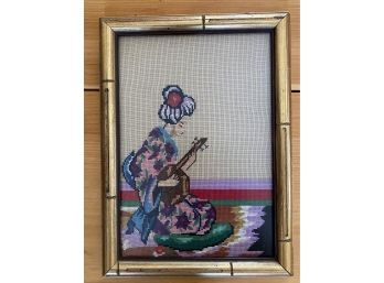 Framed Needlepoint Of Geisha