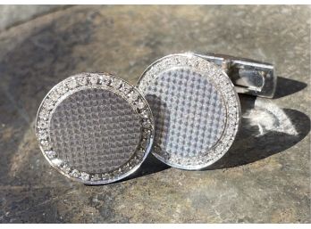 Amazing S F Italy KT18 White Gold Diamond Cufflinks