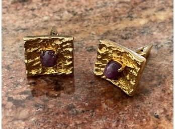 Beautiful Mens 14K Purple Star Sapphire Cabochon Cufflinks