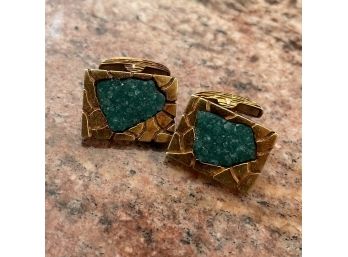 Magnificent CR 18K Gold And Emerald Heavy Cufflinks