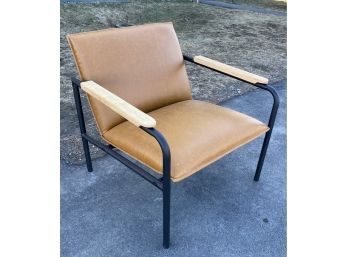 Contemporary Chair Metal Wood And Faux Leather