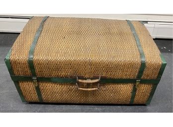 Great Rattan Trunk With Metal Straps