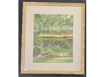 Framed Watercolor Signed Hirshson