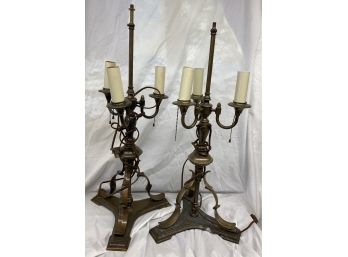 Vintage Heavy Three Light Lamp