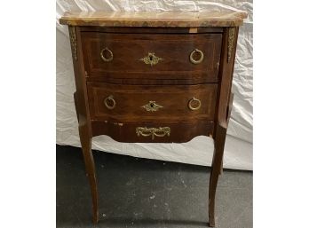 Two Drawer Marble Top Ormolu Mounted End Table