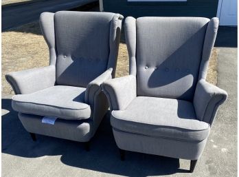 Pair Of Gray Wing Chairs