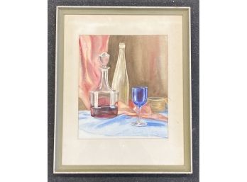 Framed Still Life Watercolor Signed Hirshson