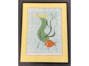 Framed Fish Lithograph Pencil Signed And Numbered