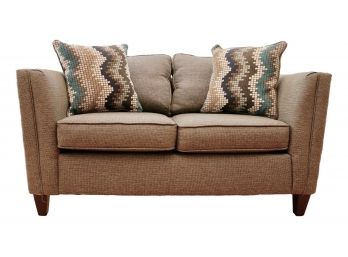 Hughs Gray Blue Loveseat With Two Throw Pillows