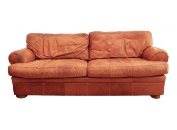 Wayside Of Milford Distressed Leather Sofa And Ottoman