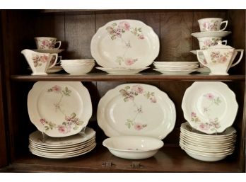 National Brotherhood Operative Potteries Partial China Set With Rose Floral Design