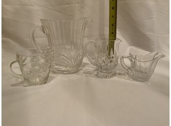 Lot  Of 4 Crystal And Glass Pitchers