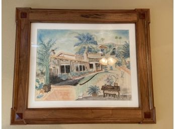 Vintage Framed Pastel Drawing