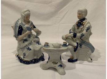 Set Of 3 Vintage Rococo/Baroque Figurines Tea Scene