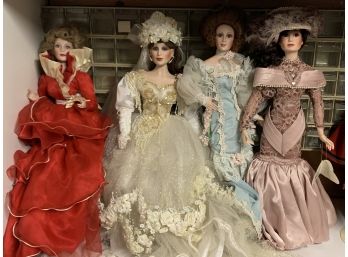 4 Vintage Formal Women Dolls