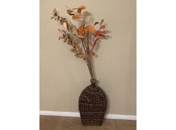 Wicker Basket And Autumn Plant Decor