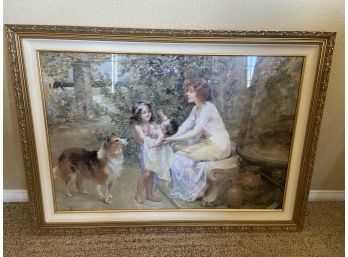 Vintage Framed Art Print - Woman And Child