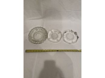 Set Of 3 Crystal Ashtrays