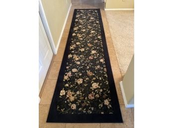 Black Floral Runner Rug