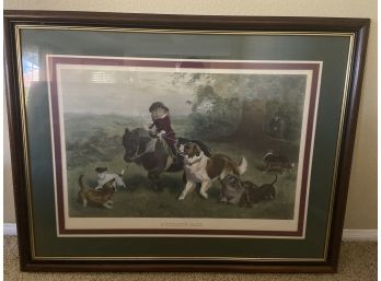 Framed Vintage Hand Colored Etching - A Scratch Pack