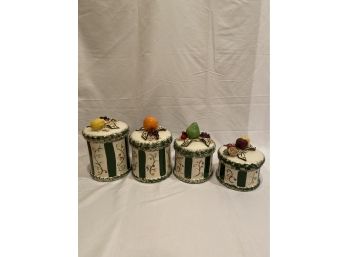 Set Of 4 Fruit Themed Jars