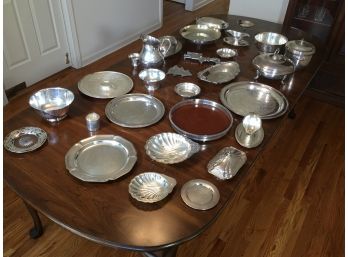 Great 30 Piece Lot Of All Vintage / Antique SILVER PLATE Items - Platters - Bowls - Pitchers -trays & More !