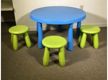 Cute IKEA Kids Table & 3 Stools - Designed By Morten Kjelstrup & Allan Ostgaard - GREAT COLORS !