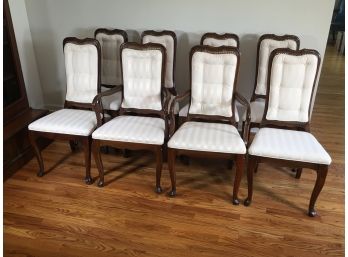 Lovely Set Of Eight Mahogany Queen Anne Style Dining Chairs - 2 Arm - 6 Side - Caned Backs - ALL GREAT SHAPE