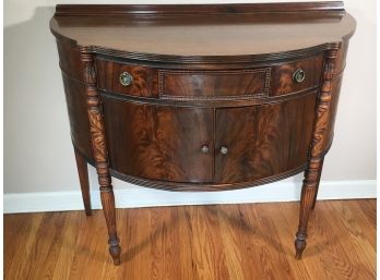 Lovely Antique Demilune Cabinet With Carved Legs - Wonderful Book Matched Woodgrain 1920's / 1930's