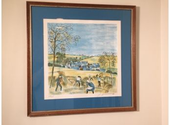 Beautiful Vintage Lithograph - Illegibly Signed / Numbered - Collectors Guild - 316/375 - Harvesting Wheat