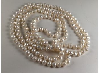 Incredible VERY LONG Strand Of Freshwater Baroque Pearls - 64'- YES  Over 5 Feet - Obviously Worn Doubled