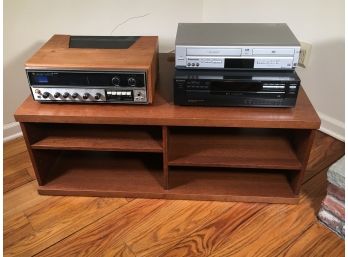 Low Walnut Media Cabinet For Flat Screen TV - Adjustable Shelves - Stereo Equipment Or Whatever  !