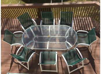 Fabulous Aluminum Patio Set BY TELESCOPE - Oblong Table & Eight (8) Chairs - Paid $2,800 - LIKE NEW