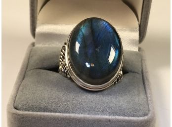 Fabulous Sterling Silver / 925 Hand Made Wirework Ring With Large Oval Labradorite Ring