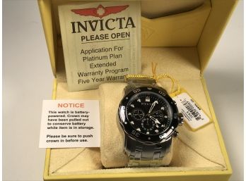 Amazing INVICTA CHRONOGRAPH Watch With Black Dial - Japanese Movement - Paid $895 - Box, Tag & Booklet