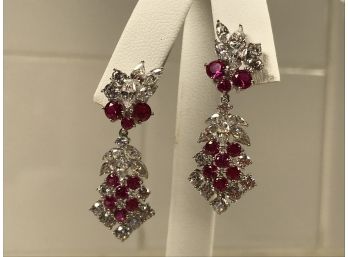 Stunning Pair Of Sterling Silver / 925 Pink Sapphire Earrings - Incredible Style - High Quality - VERY PRETTY